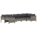 Set de muebles de jardín 7 pzas y cojines ratán sintético gris