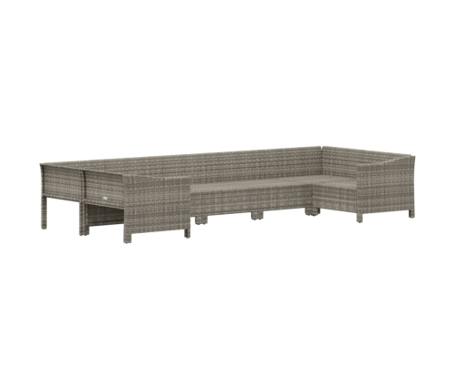 Set de muebles de jardín 7 pzas y cojines ratán sintético gris