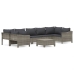 Set de muebles de jardín 8 pzas y cojines ratán sintético gris