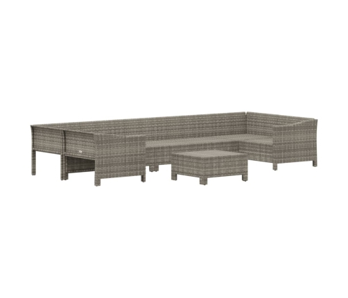 Set de muebles de jardín 8 pzas y cojines ratán sintético gris