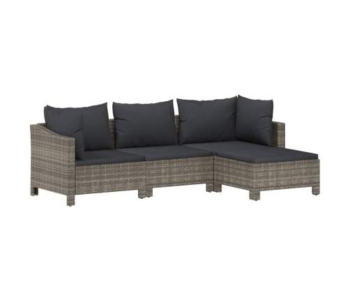 Set de muebles de jardín 8 pzas y cojines ratán sintético gris