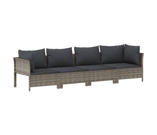 Set de muebles de jardín 8 pzas y cojines ratán sintético gris