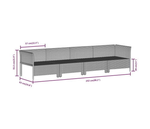 Set de muebles de jardín 8 pzas y cojines ratán sintético gris