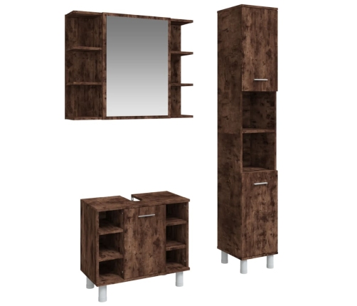 Set de muebles baño 3 pzas madera contrachapada roble ahumado