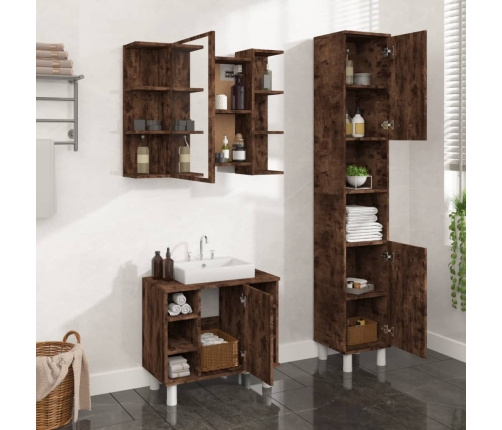 Set de muebles baño 3 pzas madera contrachapada roble ahumado