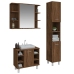 Set de muebles de baño 3 pzas madera contrachapada roble marrón