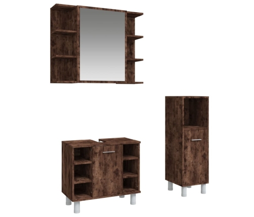 Set de muebles baño 3 pzas madera contrachapada roble ahumado