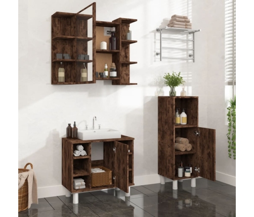 Set de muebles baño 3 pzas madera contrachapada roble ahumado