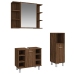 Set de muebles de baño 3 pzas madera contrachapada roble marrón