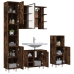 Set de muebles de baño 4 piezas madera contrachapada roble humo