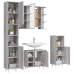 Set de armario de baño 4 pzas madera contrachapada gris sonoma