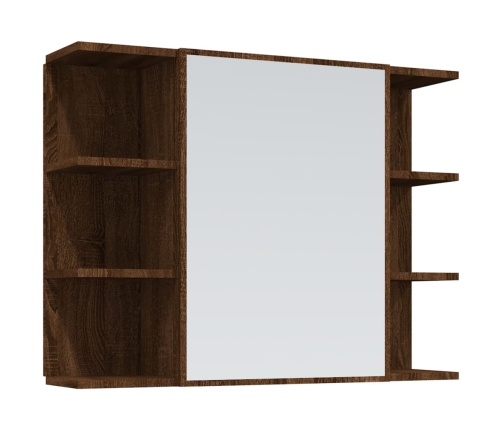 Set de muebles de baño 4 pzas madera contrachapada marrón roble