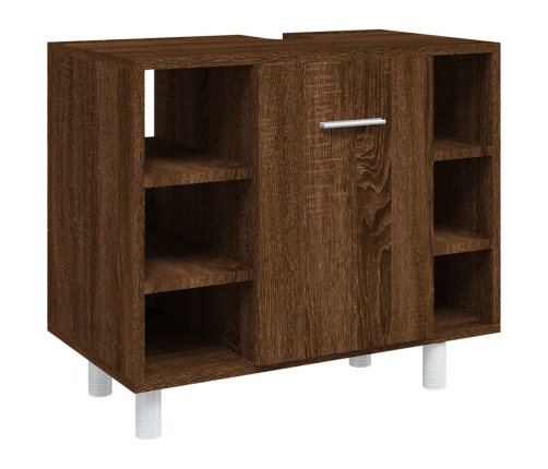 Set de muebles de baño 4 pzas madera contrachapada marrón roble