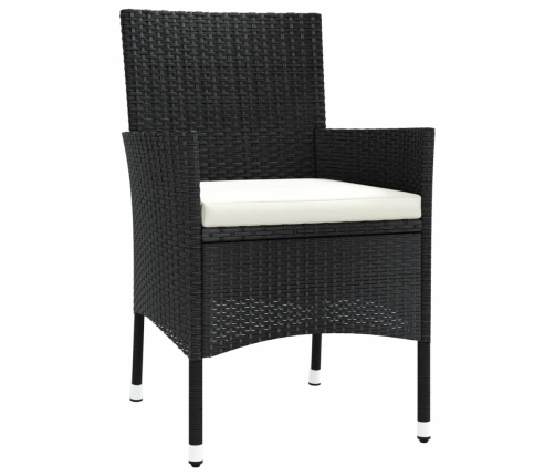 Set de comedor de jardín 7 pzas y cojines ratán sintético negro