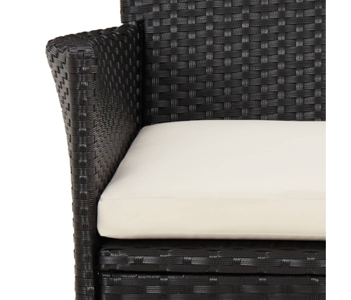 Set de comedor de jardín 7 pzas y cojines ratán sintético negro
