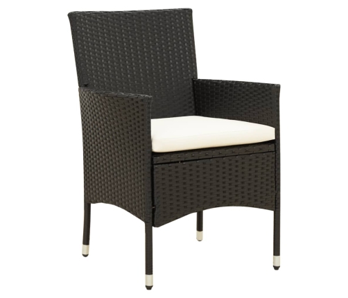 Set de comedor de jardín 9 pzas y cojines ratán sintético negro