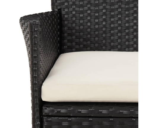 Set de comedor jardín 11 pzas con cojines ratán sintético negro