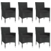 Set de comedor de jardín 7 pzas y cojines ratán sintético negro