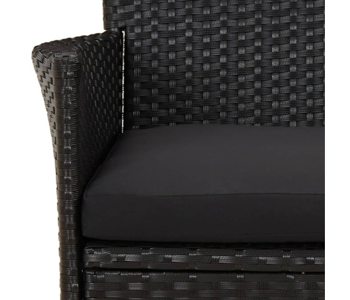 Set de comedor de jardín 7 pzas y cojines ratán sintético negro