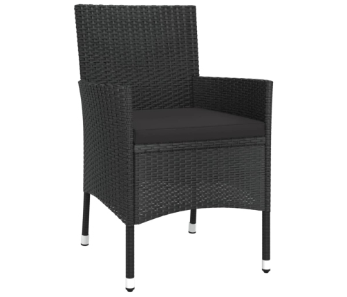Set de comedor de jardín 9 pzas y cojines ratán sintético negro