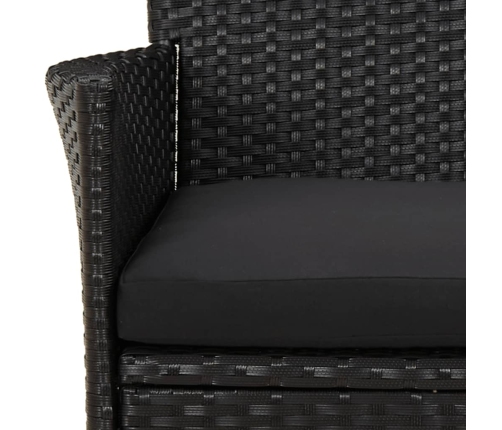 Set de comedor de jardín 9 pzas y cojines ratán sintético negro