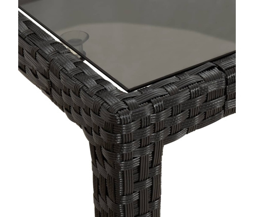 Set de comedor de jardín 9 pzas y cojines ratán sintético negro