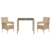 Set comedor de jardín 3 pzas con cojines ratán sintético beige