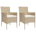 Set comedor de jardín 3 pzas con cojines ratán sintético beige