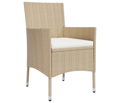 Set comedor de jardín 3 pzas con cojines ratán sintético beige