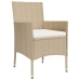 Set comedor de jardín 3 pzas con cojines ratán sintético beige