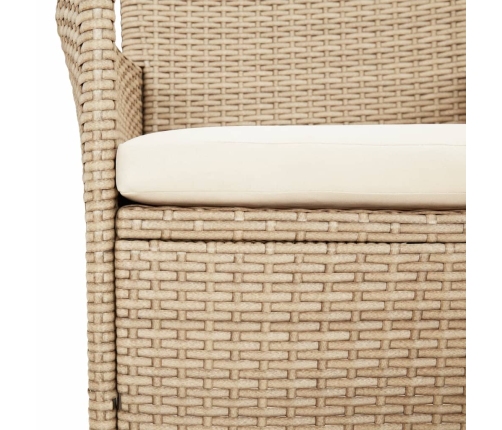 Set comedor de jardín 3 pzas con cojines ratán sintético beige