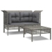 Set de muebles de jardín 3 pzas y cojines ratán sintético gris