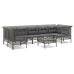 Set de muebles de jardín 8 pzas y cojines ratán sintético gris
