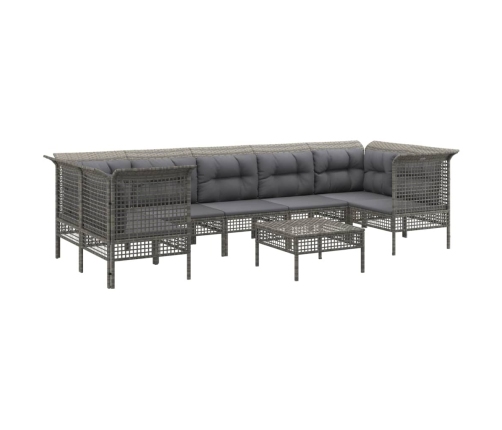 Set de muebles de jardín 8 pzas y cojines ratán sintético gris