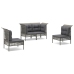 Set de muebles de jardín 4 pzas y cojines ratán sintético gris