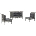 Set de muebles de jardín 4 pzas y cojines ratán sintético gris