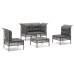 Set de muebles de jardín 5 pzas y cojines ratán sintético gris