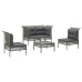 Set de muebles de jardín 5 pzas y cojines ratán sintético gris