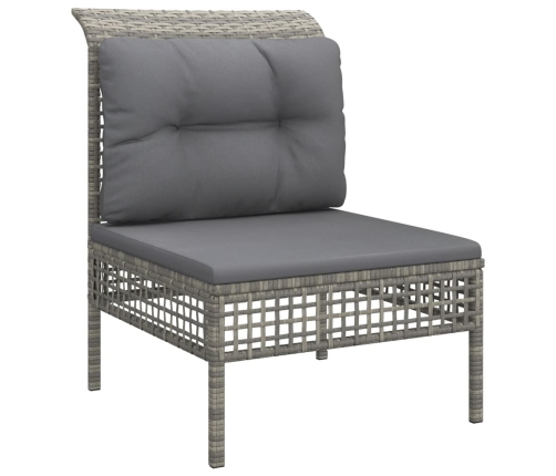 Set de muebles de jardín 5 pzas y cojines ratán sintético gris