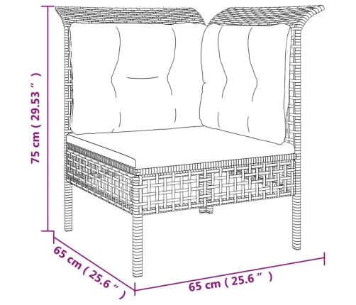 Set de muebles de jardín 5 pzas y cojines ratán sintético gris