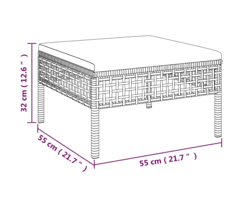 Set de muebles de jardín 5 pzas y cojines ratán sintético gris