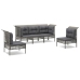 Set de muebles de jardín 5 pzas y cojines ratán sintético gris