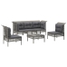 Set de muebles de jardín 6 pzas y cojines ratán sintético gris