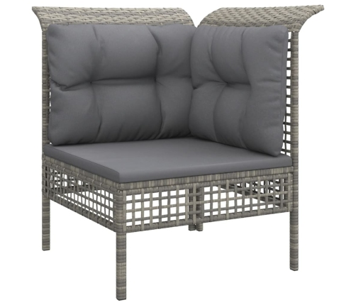 Set de muebles de jardín 6 pzas y cojines ratán sintético gris