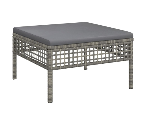 Set de muebles de jardín 6 pzas y cojines ratán sintético gris