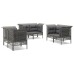Set de muebles de jardín 6 pzas y cojines ratán sintético gris