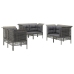 Set de muebles de jardín 6 pzas y cojines ratán sintético gris