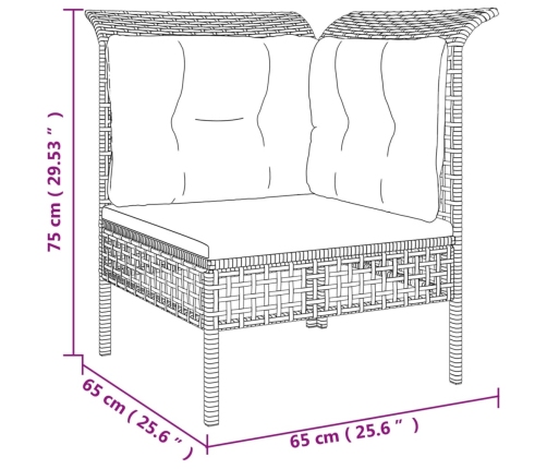 Set de muebles de jardín 8 pzas y cojines ratán sintético gris