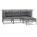 Set de muebles de jardín 4 pzas y cojines ratán sintético gris