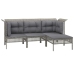 Set de muebles de jardín 4 pzas y cojines ratán sintético gris